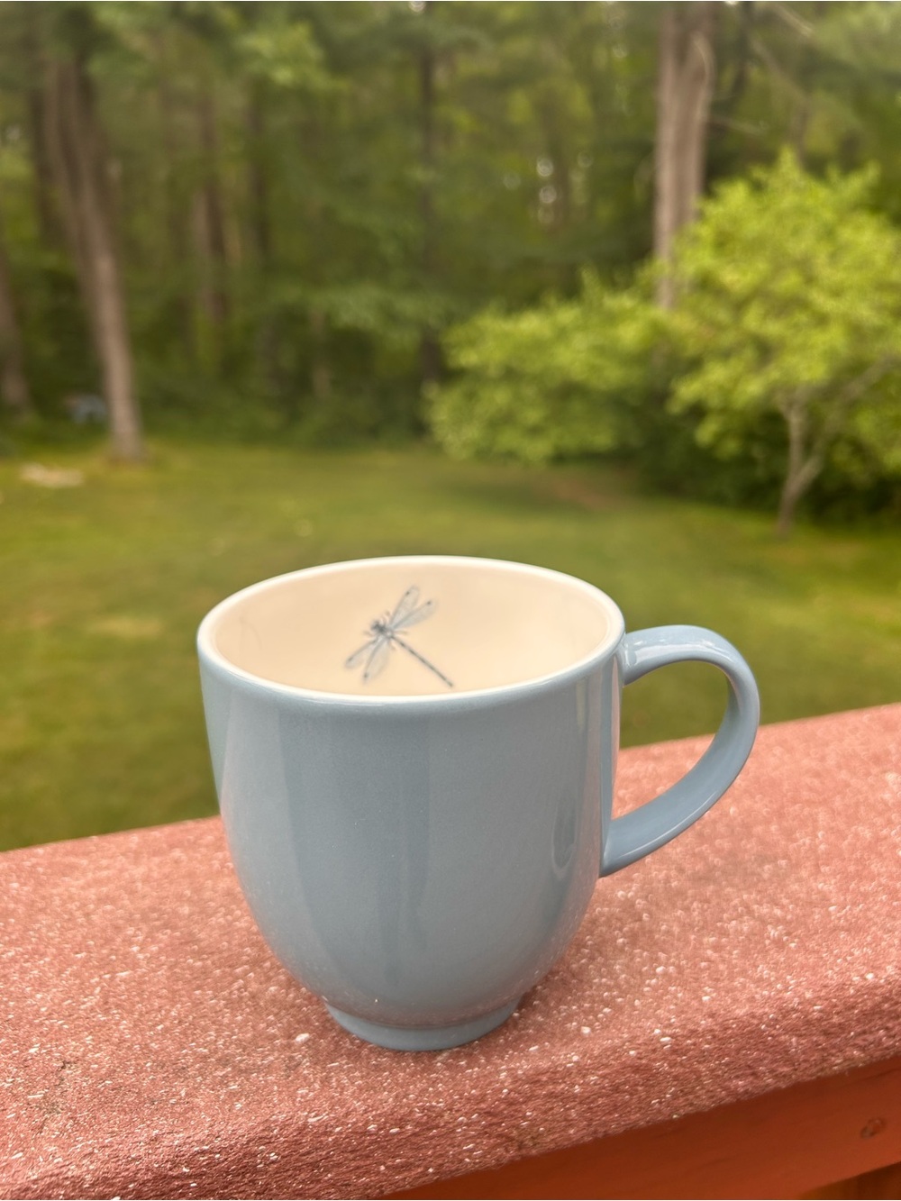 Portmeirion Blue and Cream Dragonfly Ceramic mugs set of 8